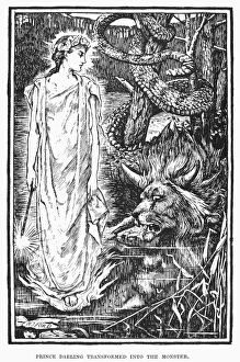 BEAUTY AND THE BEAST. The good fairy transforms the prince into a beast because of his wickedness BEAUTY AND THE BEAST. The good fairy transforms the prince into a beast because of his wickedness