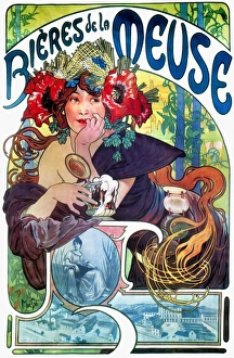BEER AD BY MUCHA, c1897. French lithograph advertising poster, c1897, by Alphonse BEER AD BY MUCHA, c1897. French lithograph advertising poster, c1897, by Alphonse