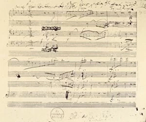 Major Collection: BEETHOVEN MANUSCRIPT, 1826. Manuscript page from Ludwig van Beethovens String Quartet in F Major, Op