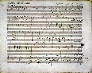 Music and Musicians Gallery: BEETHOVEN MANUSCRIPT. Sketches by Ludwig van Beethoven (1770-1827)