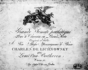 BEETHOVEN: MANUSCRIPT. Title page, with dedication to Prince Karl Max, Furst von Lichnowsky BEETHOVEN: MANUSCRIPT. Title page, with dedication to Prince Karl Max, Furst von Lichnowsky