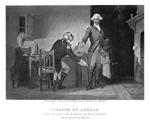 Benedict Arnold persuading Major John Andre to conceal the plans of West Point in his Benedict Arnold persuading Major John Andre to conceal the plans of West Point in his