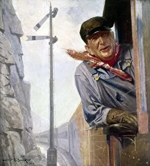 Denim Gallery: BENEKER: THE ENGINEER, 1913. Oil on canvas by Gerrit A. Beneker, 1913