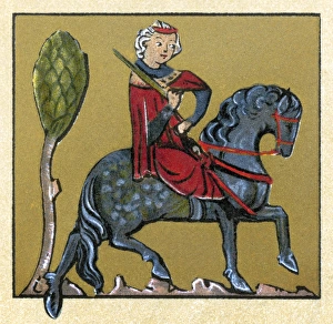 BERNART DE VENTADOUR (c1150-95). French troubadour. Illumination from a 13th century BERNART DE VENTADOUR (c1150-95). French troubadour. Illumination from a 13th century