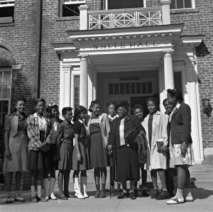 Gordon Parks Gallery: BETHUNE-COOKMAN COLLEGE. Dr. Mary McLeod Bethune with a group of students after