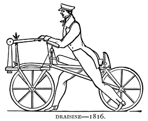 BICYCLING: DRAISINE, 1816. The Draisine, or Pedestrian Curricle, devised, 1816 BICYCLING: DRAISINE, 1816. The Draisine, or Pedestrian Curricle, devised, 1816