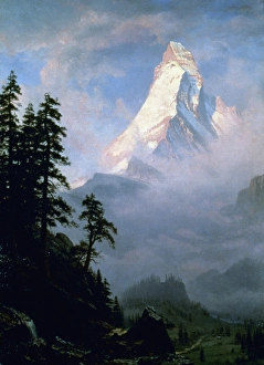 BIERSTADT: MATTERHORN. Sunrise on the Matterhorn. Oil on canvas by Albert Bierstadt BIERSTADT: MATTERHORN. Sunrise on the Matterhorn. Oil on canvas by Albert Bierstadt