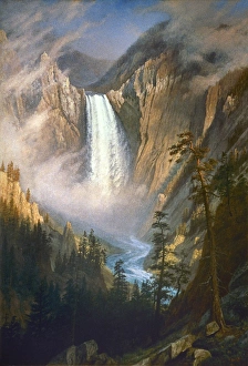 BIERSTADT: YELLOWSTONE. Yellowstone Falls. Oil on canvas by Albert Bierstadt, c1881 BIERSTADT: YELLOWSTONE. Yellowstone Falls. Oil on canvas by Albert Bierstadt, c1881