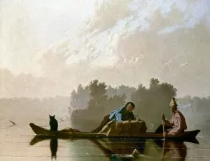BINGHAM: FUR TRADERS, 1845. George Caleb Bingham: Fur Traders Descending the Missouri. Oil, c1845