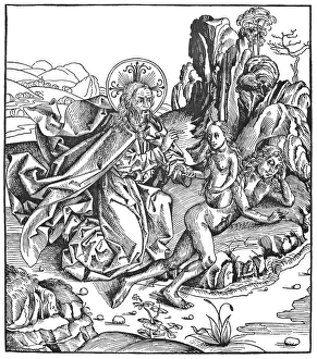 BIRTH OF EVE. The Birth of Eve. Woodcut from the Nuremberg Chronicle, 1493 BIRTH OF EVE. The Birth of Eve. Woodcut from the Nuremberg Chronicle, 1493