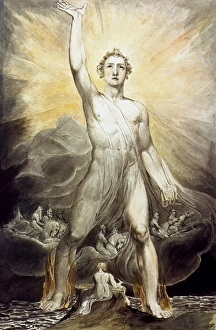 BLAKE: ANGEL OF REVELATION. Angel of Revelation. Watercolor, pen and ink, by William Blake BLAKE: ANGEL OF REVELATION. Angel of Revelation. Watercolor, pen and ink, by William Blake