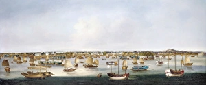 Boats in the Pearl River off Canton, China. Oil, c1845 Boats in the Pearl River off Canton, China. Oil, c1845