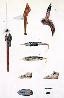 Karl Bodmer Gallery: BODMER: MANDAN ARTIFACTS. Painting by Karl Bodmer, 19th century