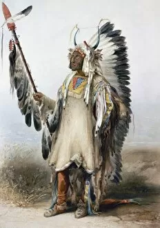 Watercolor Gallery: BODMER: MANDAN CHIEF. Mah-to-toh-pa, or Four Bears. Watercolor, 1832-34, by Karl Bodmer