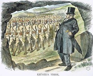BOER WAR CARTOON, 1899. Krugers Vision. At the outbreak of the Boer War, October 1899 BOER WAR CARTOON, 1899. Krugers Vision. At the outbreak of the Boer War, October 1899