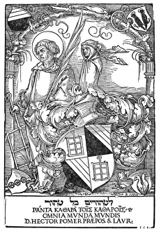 BOOKPLATE, 1525. Bookplate of Hector Pomer, provost of the Church of St BOOKPLATE, 1525. Bookplate of Hector Pomer, provost of the Church of St