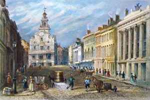BOSTON: STATE STREET. Colored engraving, 1837 BOSTON: STATE STREET. Colored engraving, 1837