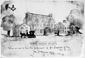 Water Color Gallery: BOSTON: TAVERN, 1773. The Green Dragon Tavern in Bostons North End