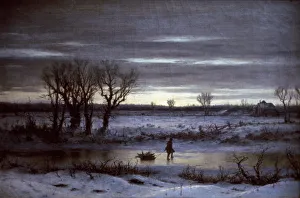 BOUGHTON: WINTER TWILIGHT. George H. Boughton: Winter Twilight near Albany. Oil on canvas BOUGHTON: WINTER TWILIGHT. George H. Boughton: Winter Twilight near Albany. Oil on canvas