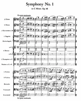 BRAHMS: ORCHESTRAL SCORE. First page of the score of Johannes Brahms Symphony No