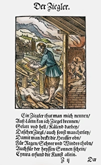 BRICKMAKER, 1568. Woodcut, 1568, by Jost Amman BRICKMAKER, 1568. Woodcut, 1568, by Jost Amman