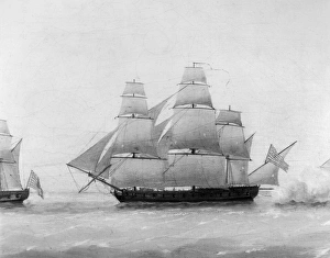 BRITISH FRIGATE BOSTON. The British frigate, HMS Boston, on which John Adams BRITISH FRIGATE BOSTON. The British frigate, HMS Boston, on which John Adams