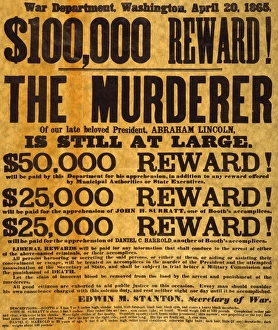 Broadside issued by the War Department on 20 April 1865 offering rewards for the apprehension of John Wilkes Booth Broadside issued by the War Department on 20 April 1865 offering rewards for the apprehension of John Wilkes Booth