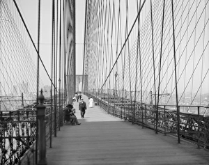 BROOKLYN BRIDGE, c1912. Along the pedestrian promenade, New York. Photograph, c1912 BROOKLYN BRIDGE, c1912. Along the pedestrian promenade, New York. Photograph, c1912