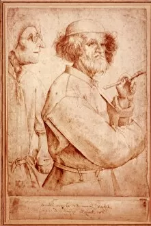 BRUEGEL: PAINTER, 1565. Pieter Bruegel the Elder: The Painter and the Connosseur. Pen drawing, c1565