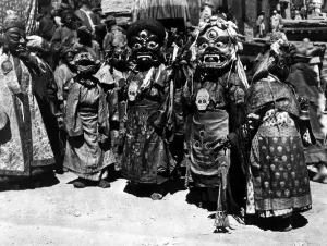 Samsara Prints: Tibetan Monks in Defilement Masks Print