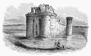 CAERLAVEROCK CASTLE. Caerlaverock Castle, in the southwest of Scotland. Wood engraving, English, 19th century, after J