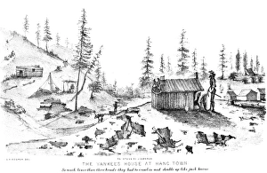 CALIFORNIA GOLD RUSH. The Yankees House at Hang Town. The mining town of Hangtown CALIFORNIA GOLD RUSH. The Yankees House at Hang Town. The mining town of Hangtown