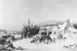 CANADA: A HABITANT FARM. A Habitant Farm. Painting by Cornelius Krieghoff (1815-1872) CANADA: A HABITANT FARM. A Habitant Farm. Painting by Cornelius Krieghoff (1815-1872)