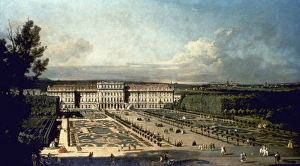 CANALETTO: VIENNA, 1760. Schoenbrunn Palace, Vienna, Austria. Oil on canvas by Canaletto CANALETTO: VIENNA, 1760. Schoenbrunn Palace, Vienna, Austria. Oil on canvas by Canaletto