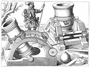 CANNONS, 1575. Bombards mounted on mobile gun-carriages CANNONS, 1575. Bombards mounted on mobile gun-carriages