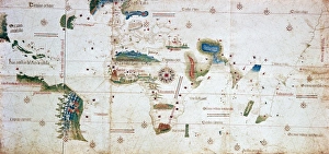 CANTINO WORLD MAP, 1502. The Cantino chart of 1502, the earliest Portugese manuscript CANTINO WORLD MAP, 1502. The Cantino chart of 1502, the earliest Portugese manuscript