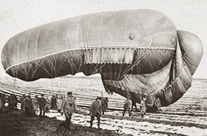 Captured observation balloon on the Western Front during World War I. Photograph, c1916 Captured observation balloon on the Western Front during World War I. Photograph, c1916