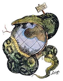 CARTOON: ANTI-GERMAN, c1917. The Python. A militarily strong Germany swallows up the world CARTOON: ANTI-GERMAN, c1917. The Python. A militarily strong Germany swallows up the world