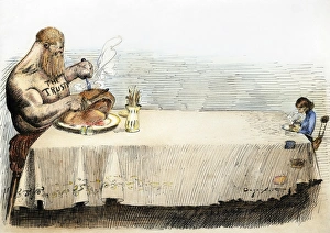 CARTOON: ANTI-TRUST, 1902. Two ends of the national table. Cartoon by Homer Davenport CARTOON: ANTI-TRUST, 1902. Two ends of the national table. Cartoon by Homer Davenport
