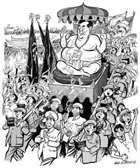 CARTOON: MAO ZEDONG, 1966. The new religion. Cartoon comment on the Cultural Revolution CARTOON: MAO ZEDONG, 1966. The new religion. Cartoon comment on the Cultural Revolution