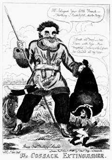 CARTOON: NAPOLEON, 1813. The Cossack Extinguisher CARTOON: NAPOLEON, 1813. The Cossack Extinguisher