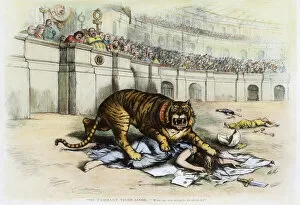 Ring Gallery: CARTOON: TWEED RING, 1871. The Tammany Tiger Loose. Thomas Nasts powerful indictment of Tweed