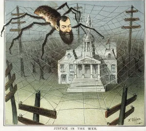 Print of Jay Gould Entangling Justice, 1885