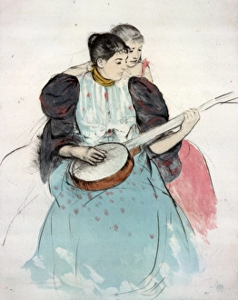 CASSATT: BANJO LESSON. The Banjo Lesson. Drypoint and aquatint by Mary Cassatt, 1893 CASSATT: BANJO LESSON. The Banjo Lesson. Drypoint and aquatint by Mary Cassatt, 1893