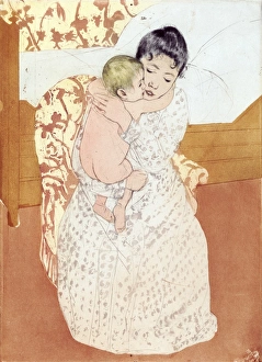 CASSATT: CARESS, 1891. Maternal Caress. Drypoint and aquatint by Mary Cassatt, 1891 CASSATT: CARESS, 1891. Maternal Caress. Drypoint and aquatint by Mary Cassatt, 1891