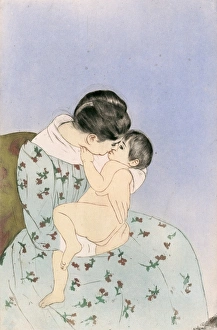 CASSATT: MOTHER, 1891. Mothers Kiss. Drypoint and aquatint by Mary Cassatt, 1891 CASSATT: MOTHER, 1891. Mothers Kiss. Drypoint and aquatint by Mary Cassatt, 1891