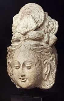 <b class=qtipBold><figcaption>Central Asian, 6th-7th centuries</figcaption></b><br>TERRACOTTA BODHISATTVA HEAD. Central Asian, 6th-7th centuries.<br><em>© none</em> Central Asian, 6th-7th centuries