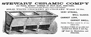CERAMIC SINK ADVERTISEMENT. American advertisement for wash tubs made by the Stewart CERAMIC SINK ADVERTISEMENT. American advertisement for wash tubs made by the Stewart