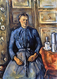 CEZANNE: WOMAN, 1890-95. The Woman with Coffee Pot. Oil on canvas by Paul Cezanne, 1890-95 CEZANNE: WOMAN, 1890-95. The Woman with Coffee Pot. Oil on canvas by Paul Cezanne, 1890-95