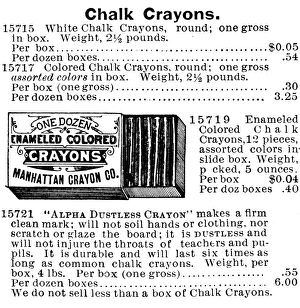CHALK CRAYON ADVERTISEMENT. American catalogue advertisement, 1895 CHALK CRAYON ADVERTISEMENT. American catalogue advertisement, 1895